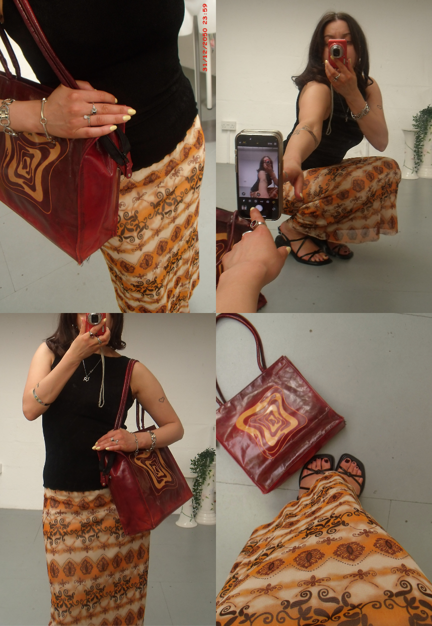 ORANGE GRUNGE MESH MIDI SKIRT - S HISSY FIT LTD