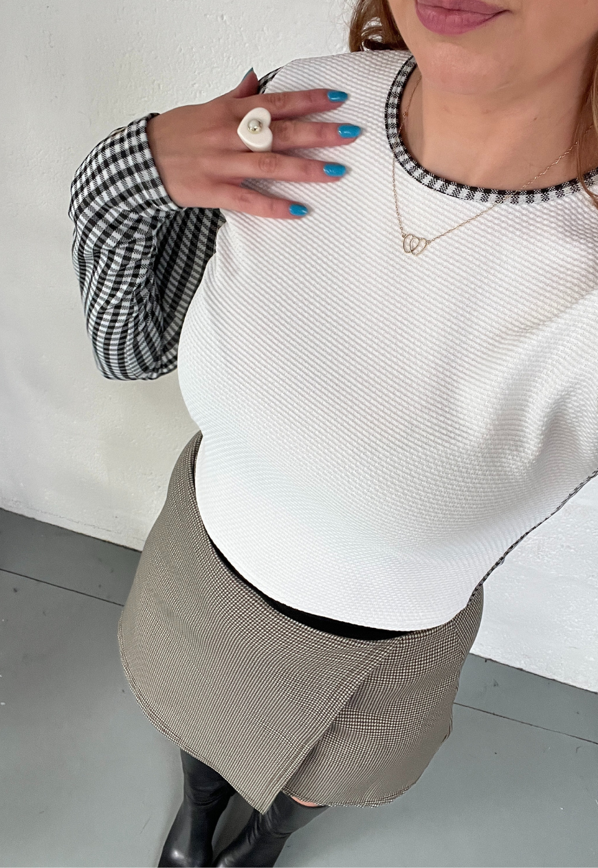 GINGHAM SLEEVED CROPPED TOP - 2XS HISSY FIT LTD