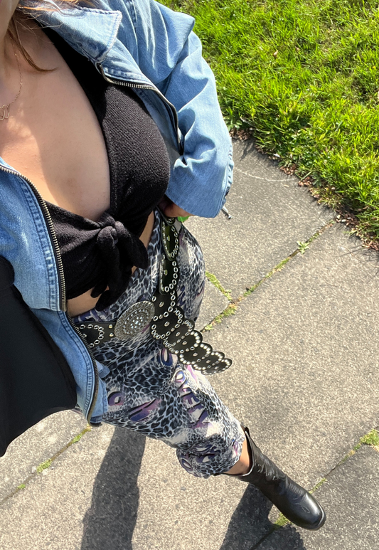 purple leopard full lined mesh skirt