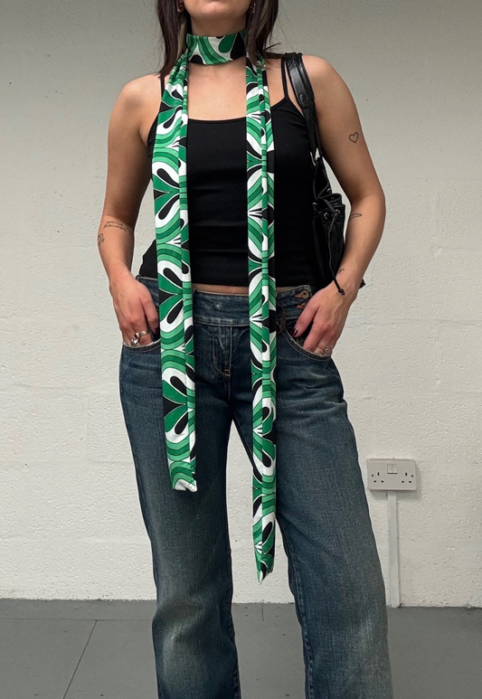 GREEN SWIRL SKINNY SCARF - Default Title HISSY FIT LTD