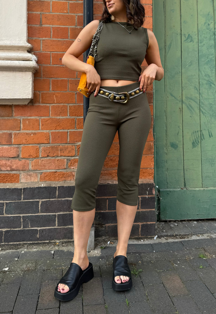 OLIVE CREPE MULTIWAY CROP - XS HISSY FIT LTD