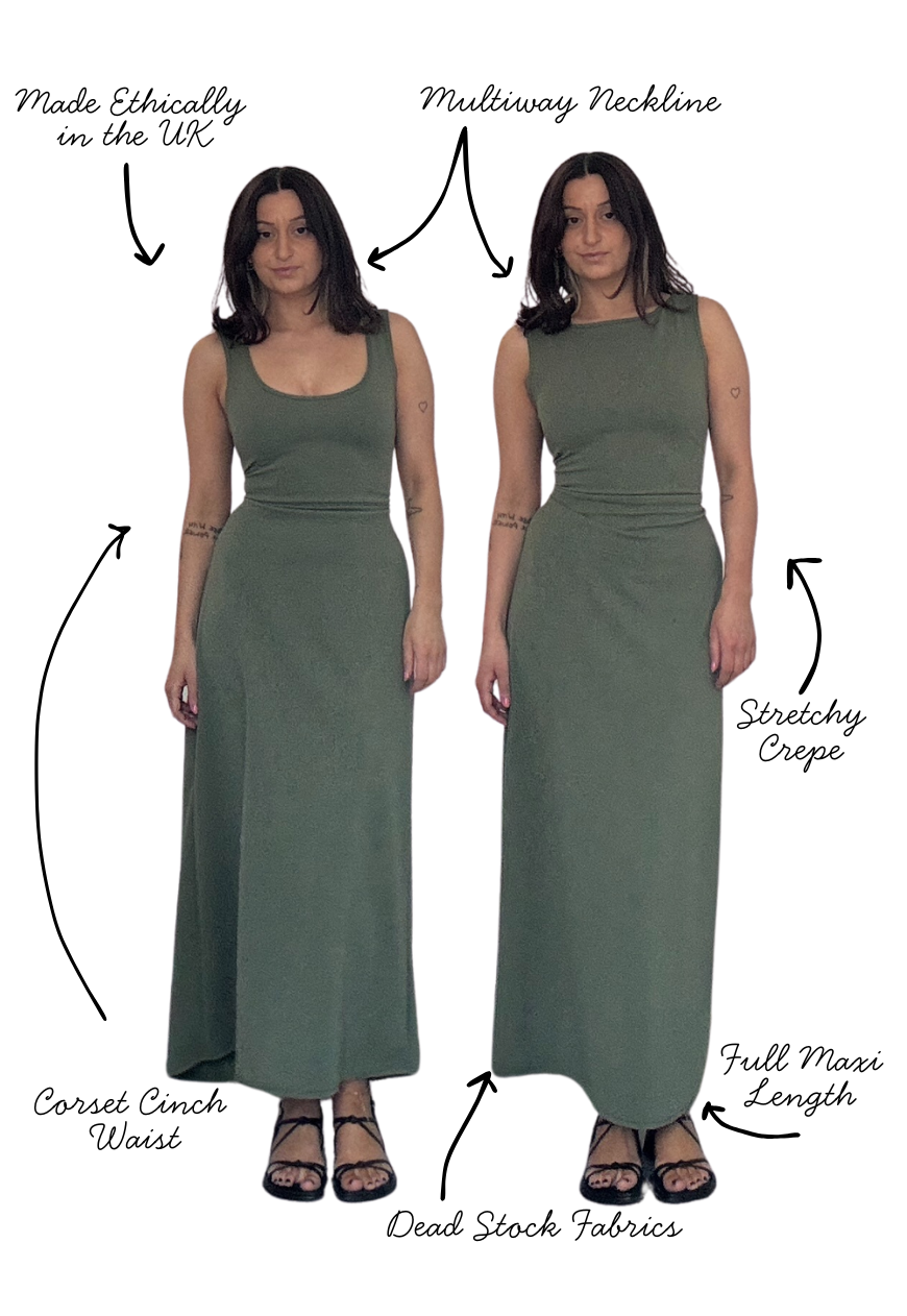 MULTIWAY OLIVE CINCH MAXI DRESS