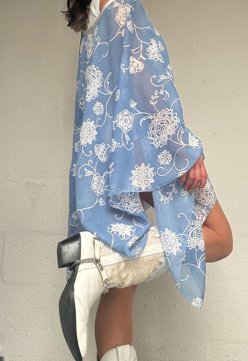 blue flower mesh poncho *launching 21.06.26 18:00BST*