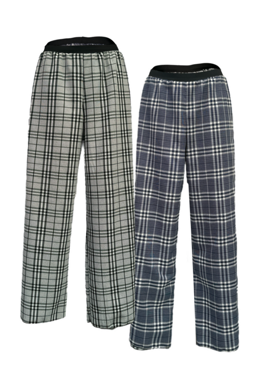 CHECK REVERSIBLE STRAIGHT LEG TROUSERS - XS/S HISSY FIT LTD