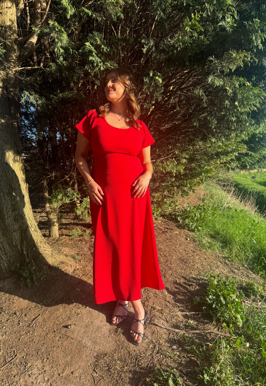 MULTIWAY STRAWBERRY CAP SLEEVE CINCH MAXI DRESS - XS HISSY FIT LTD