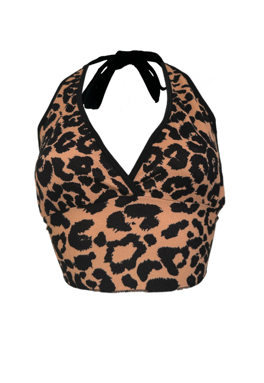 LEOPARD PRINT HALTER TOP - XS HISSY FIT LTD