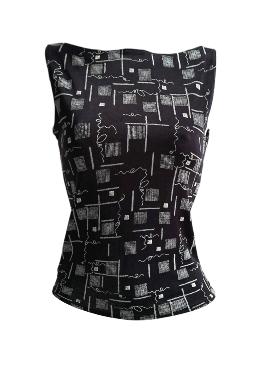 NAVY TYPO SLINKY SLASH NECK TOP - 2XL HISSY FIT LTD