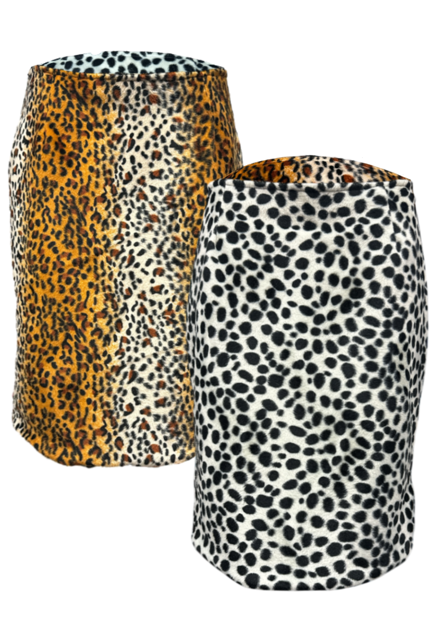 dalmatian/leopard reversible skirt