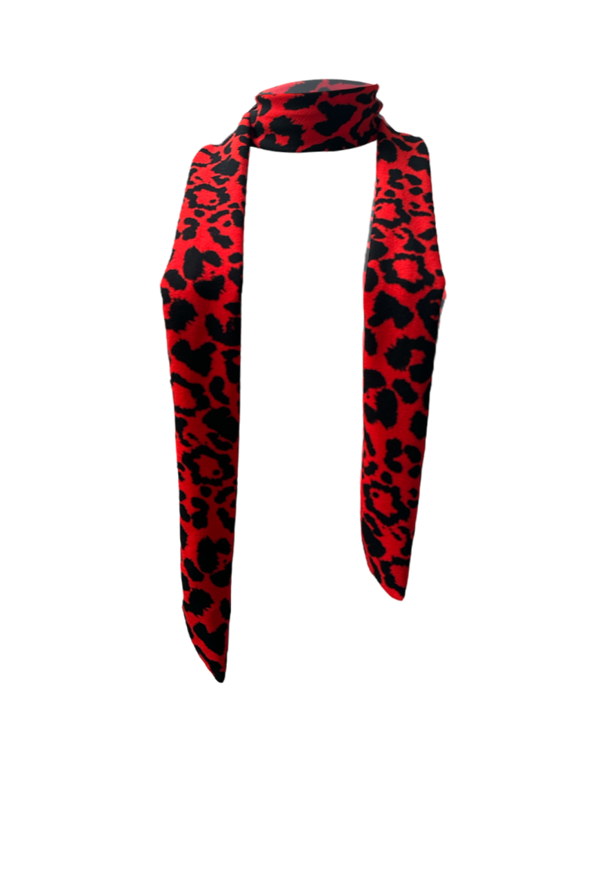 RED LEOPARD SKINNY SCARF
