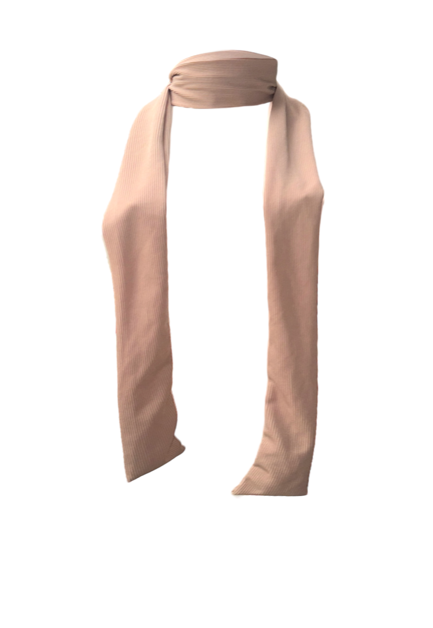 BROWN RIBBED SKINNY SCARF