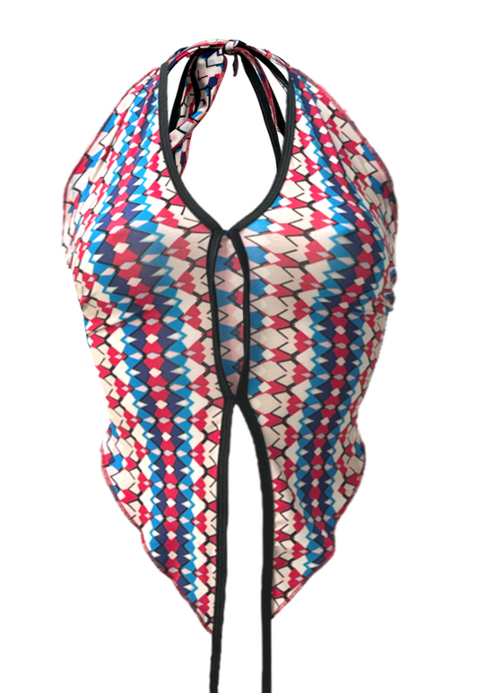 OFFCUTS ZIGZAG POINTED HALTER TOP - S/M HISSY FIT LTD