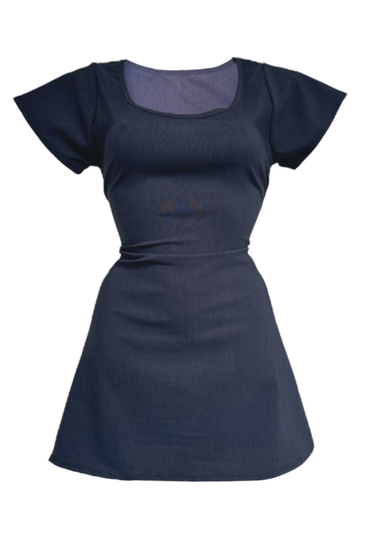 indigo cap sleeve cinch mini dress *coming soon*