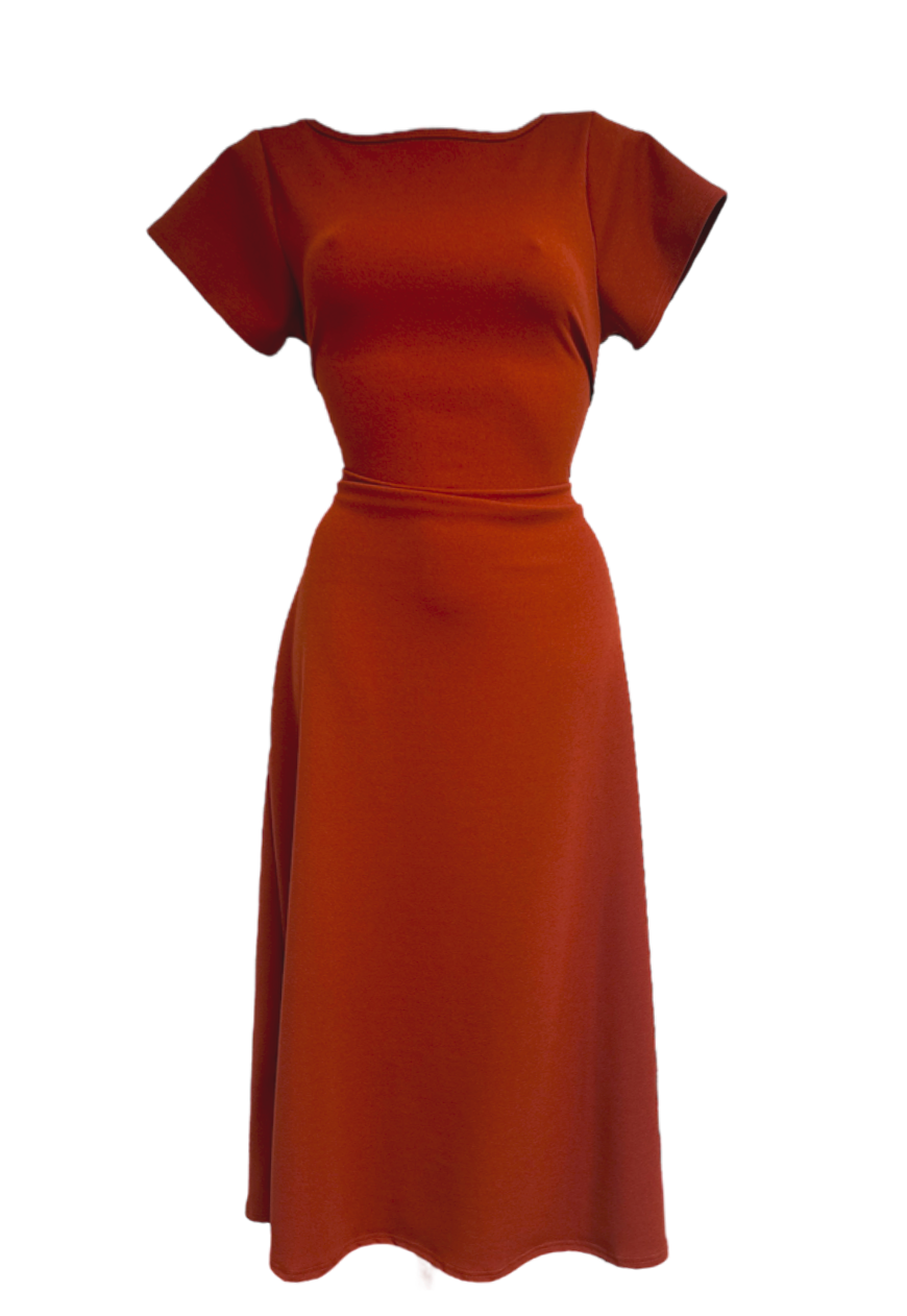 MULTIWAY TERRACOTTA CAP SLEEVE CINCH MAXI DRESS - XS HISSY FIT LTD