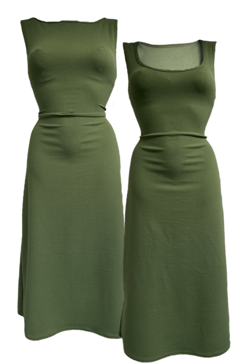 MULTIWAY OLIVE CINCH MAXI DRESS