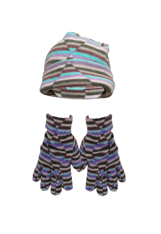 deep stripe hat & glove set