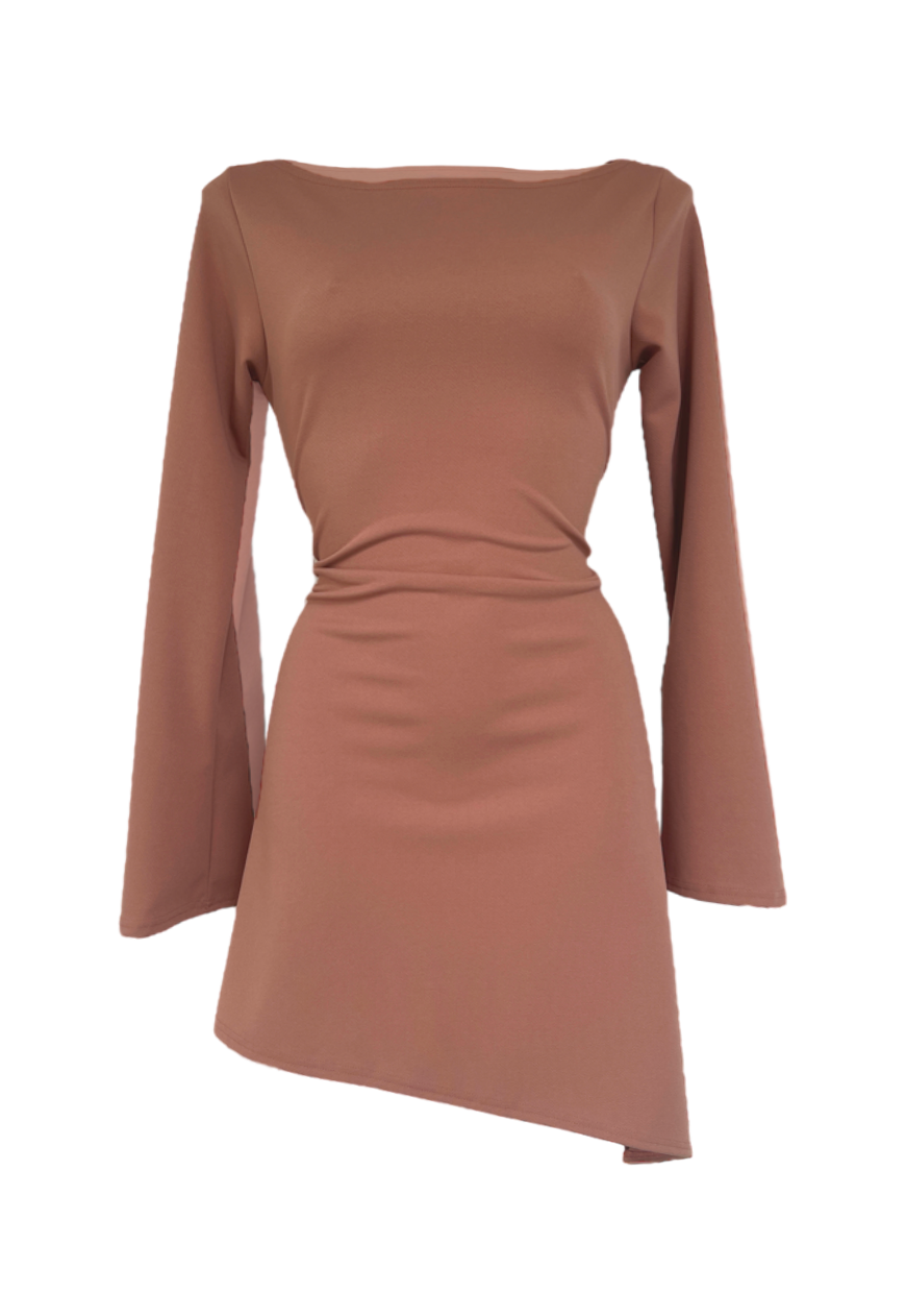 BLUSH ASYMMETRIC CINCH DRESS