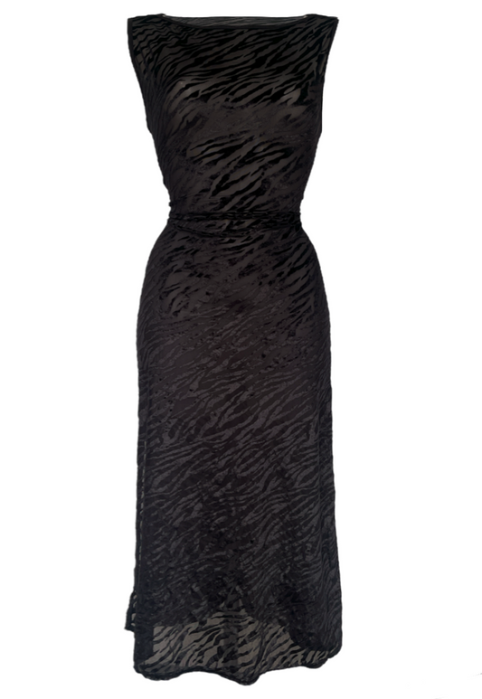 BLACK ZEBRA MESH VELOUR CINCH DRESS - XL HISSY FIT LTD