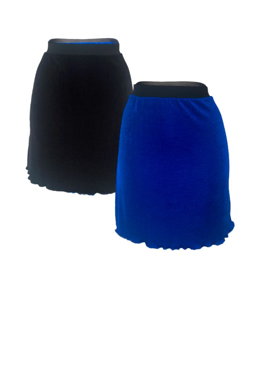 BLACK/BLUE REVERSIBLE MINI SKIRT