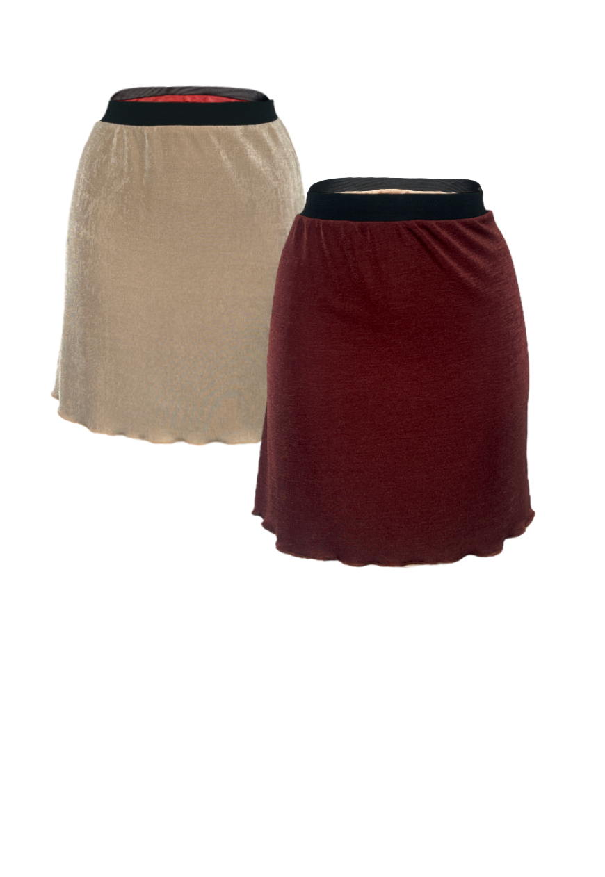 HAZELNUT/CREAM REVERSIBLE MINI SKIRT