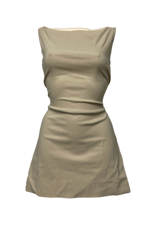 CREAM BENGALINE SLASH MINI DRESS - 2XS HISSY FIT LTD