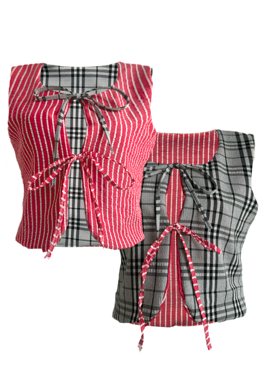 STRIPE/CHECK REVERSIBLE GILET - XS HISSY FIT LTD