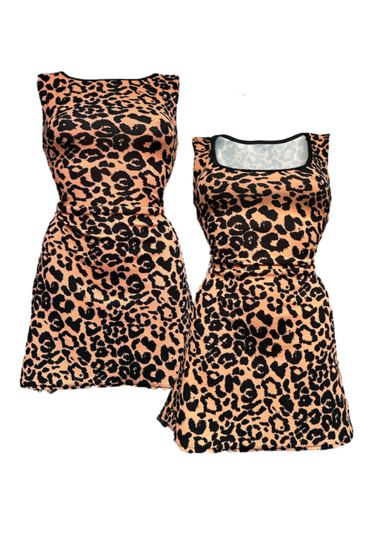 brown leopard multiway mini cinch dress
