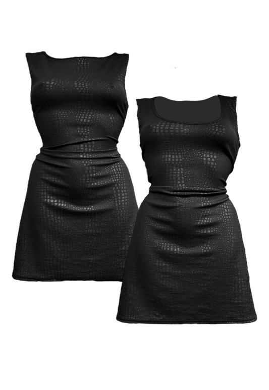 MULTIWAY BLACK CROC CINCH MINI DRESS - 2XS HISSY FIT LTD