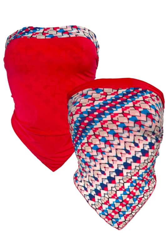 red/zigzag reversible hankie top