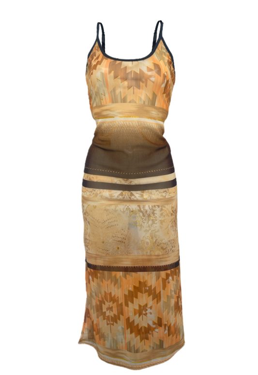 BROWN PANEL MESH DRESS - 2XS HISSY FIT LTD