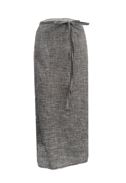 GREY TWEED MAXI WRAP SKIRT - 2XS HISSY FIT LTD
