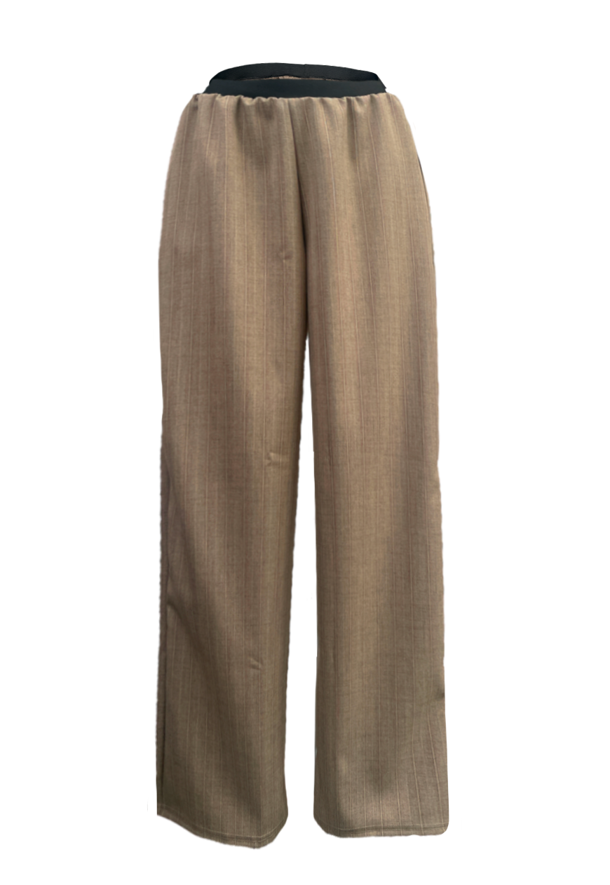 taupe stripe staple trouser