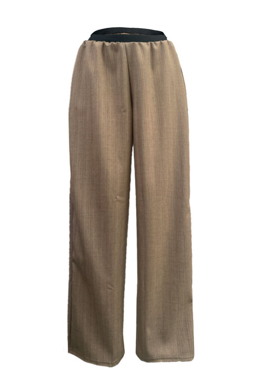 taupe stripe staple trouser