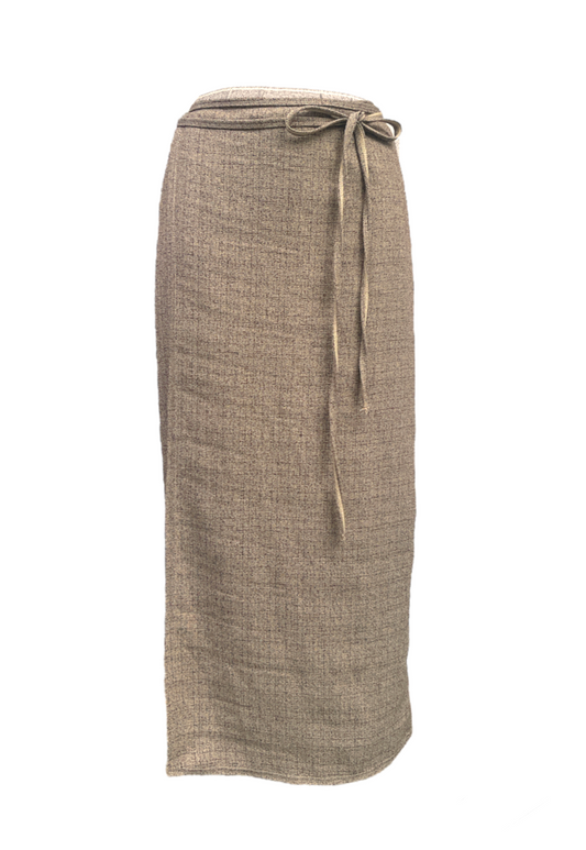 CREAM TWEED MAXI WRAP SKIRT - 2XS HISSY FIT LTD