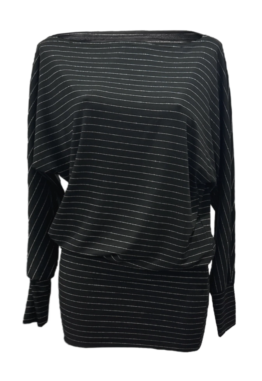 GLITTER PINSTRIPE SLOUCH DRESS - XS HISSY FIT LTD