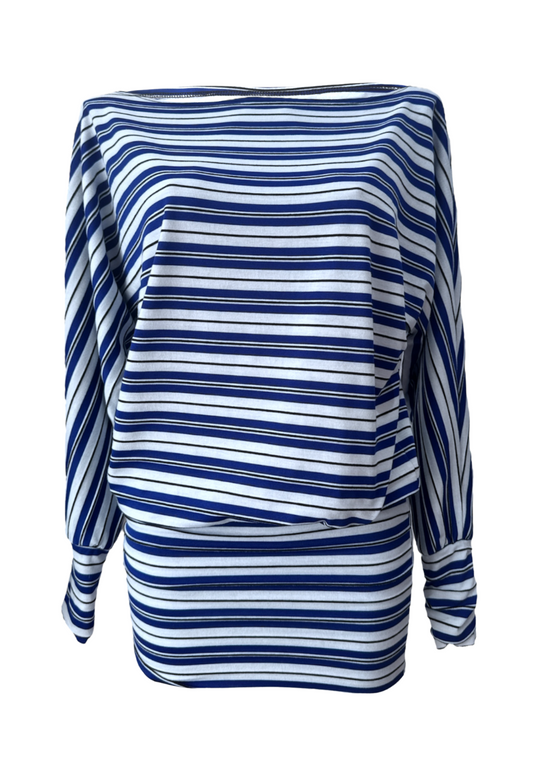 BLUE STRIPE SLOUCH DRESS - XS HISSY FIT LTD