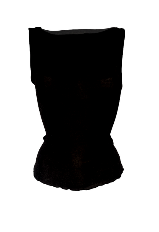 BLACK SLINKY SLASH NECK TOP - 2XS HISSY FIT LTD