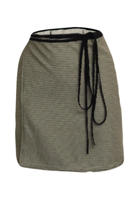 CREAM DOGTOOTH WRAP SKIRT *1ST GENERATION* - XS HISSY FIT LTD