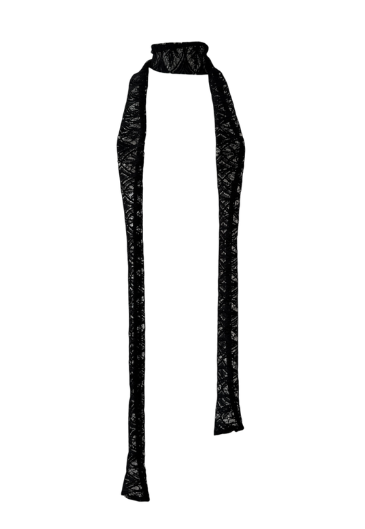 black diamond lace skinny scarf