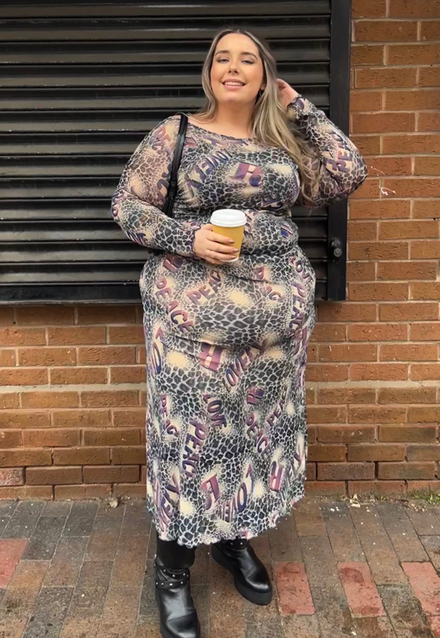 purple leopard full lined mesh skirt