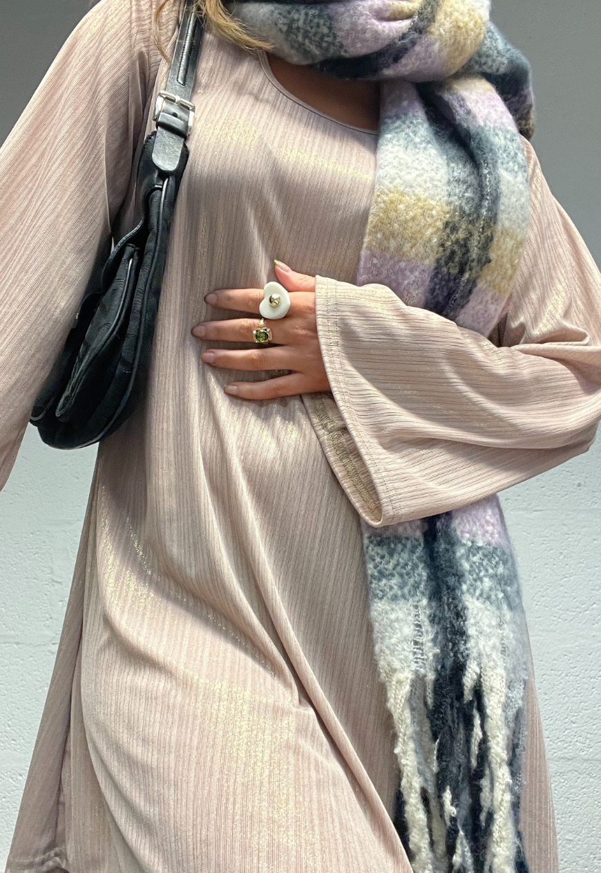 BEIGE SHIMMER SWING DRESS - HISSY FIT LTD