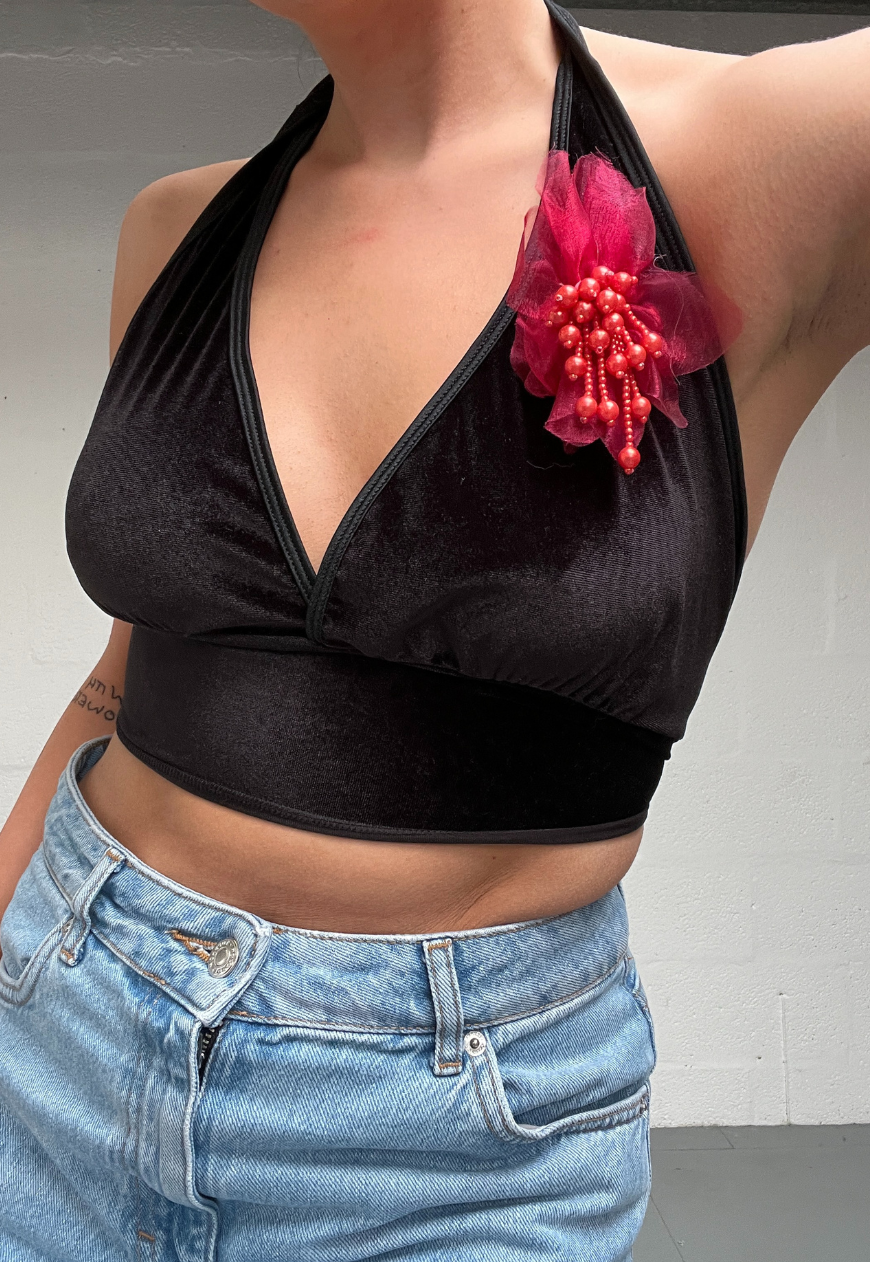 RED ORGANZA FLOWER BROOCH - Default Title HISSY FIT LTD
