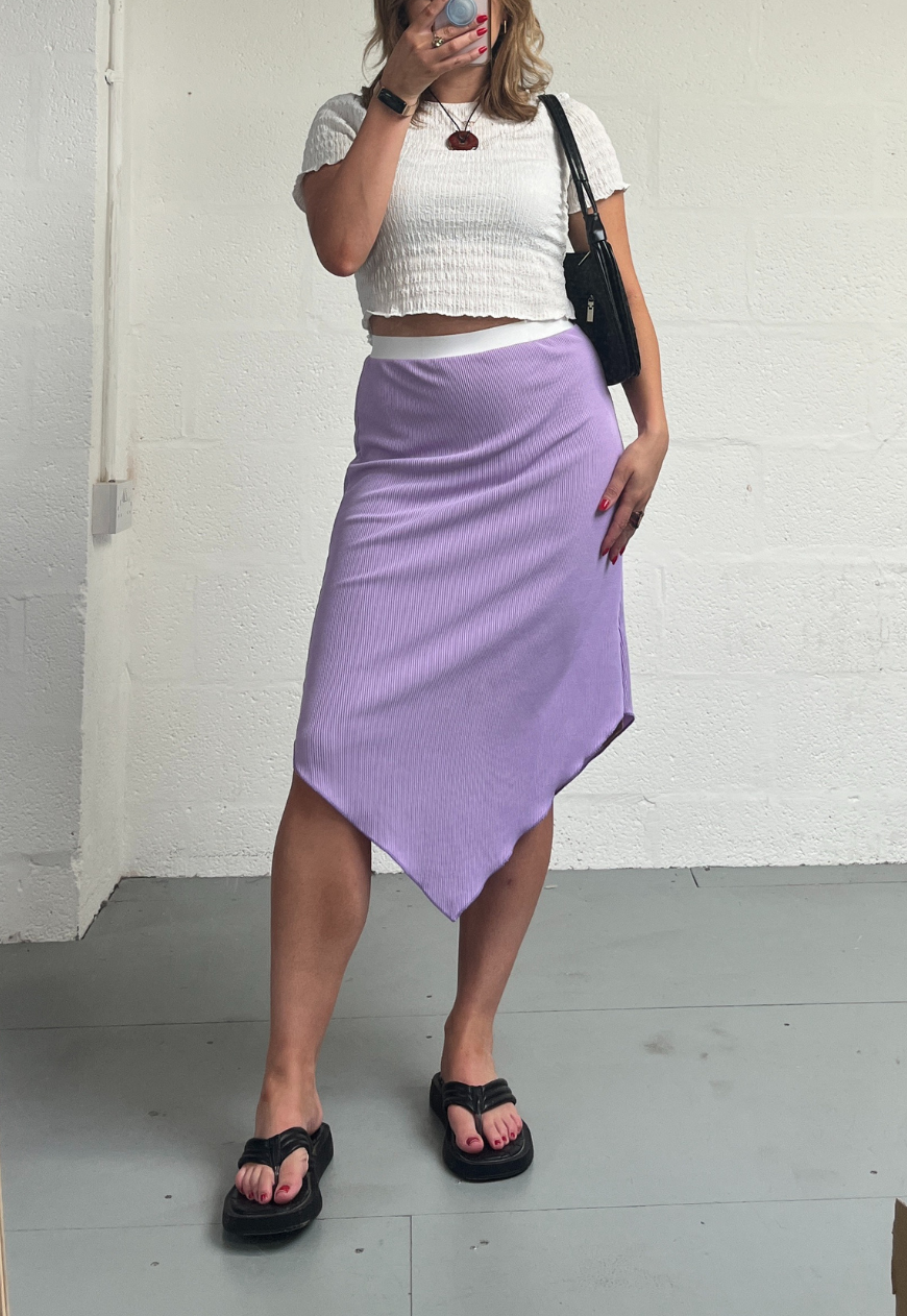 PURPLE/BROWN REVERSIBLE POINTED HEM SKIRT - 2XS HISSY FIT LTD