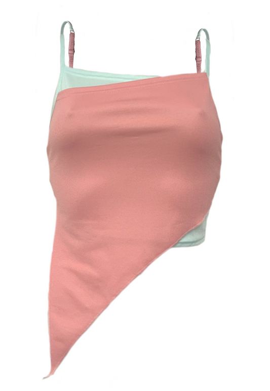 OFFCUTS PINK/ MINT ASYMMETRIC TOP (04) - S HISSY FIT LTD