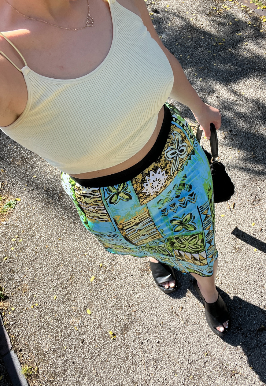 BLUE/PINK MOSAIC REVERSIBLE POINTED HEM SKIRT - HISSY FIT LTD