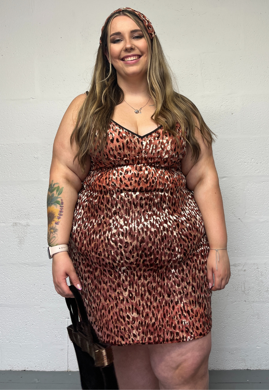 LEOPARD MESH SLIP DRESS - L HISSY FIT LTD