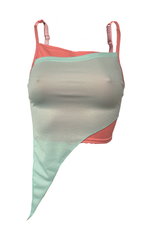 OFFCUTS PINK/ MINT ASYMMETRIC TOP (03) - S HISSY FIT LTD