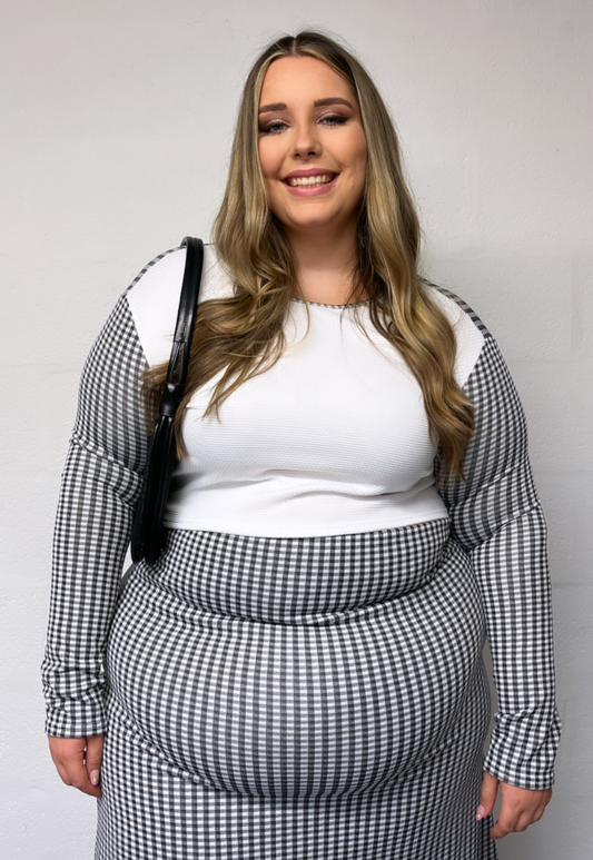 GINGHAM SLEEVED CROPPED TOP - 2XS HISSY FIT LTD