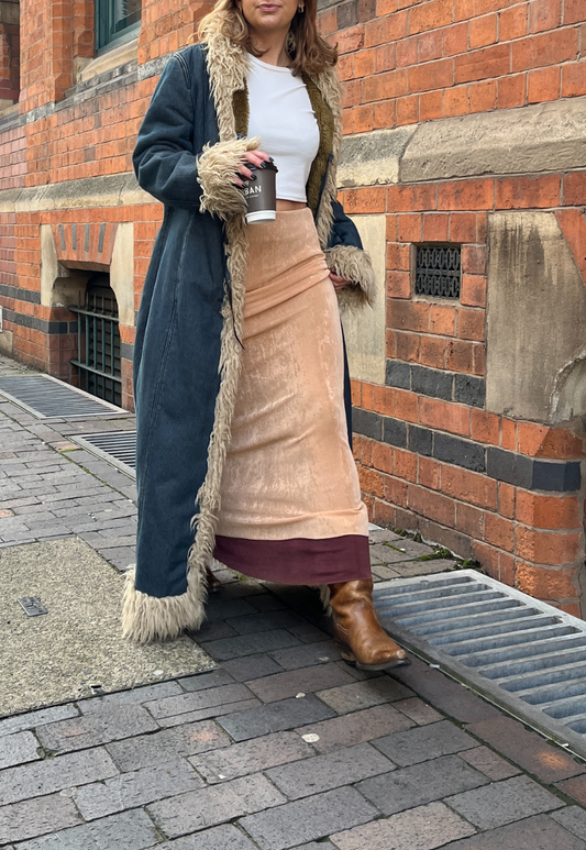 MAPLE/HAZELNUT REVERSIBLE MAXI SKIRT - 2XS HISSY FIT LTD