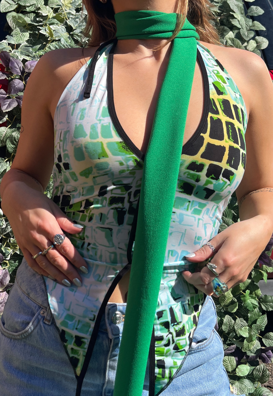 GREEN SKINNY SCARF - Default Title HISSY FIT LTD