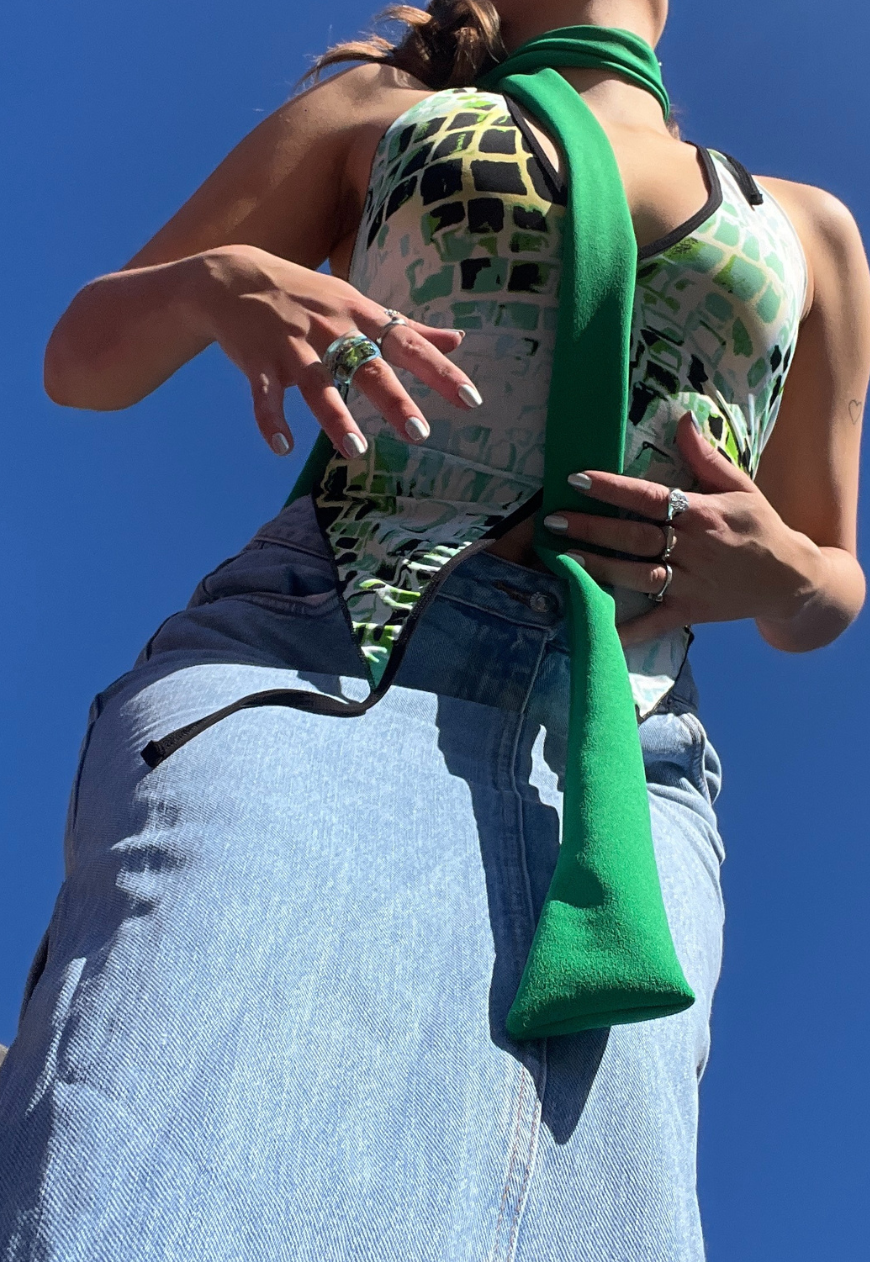 GREEN SKINNY SCARF - Default Title HISSY FIT LTD